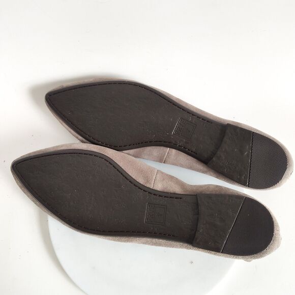 Frye Ballet Flats Size 10 Taupe Leather Suede Trendy Regina Pointed Toe Coquette - Picture 12 of 13